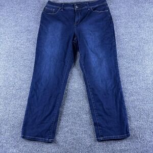 Chicos Jeans‎ Womens 2 Blue Dark Wash Crop Perfect Stretch Denim Zip Fly